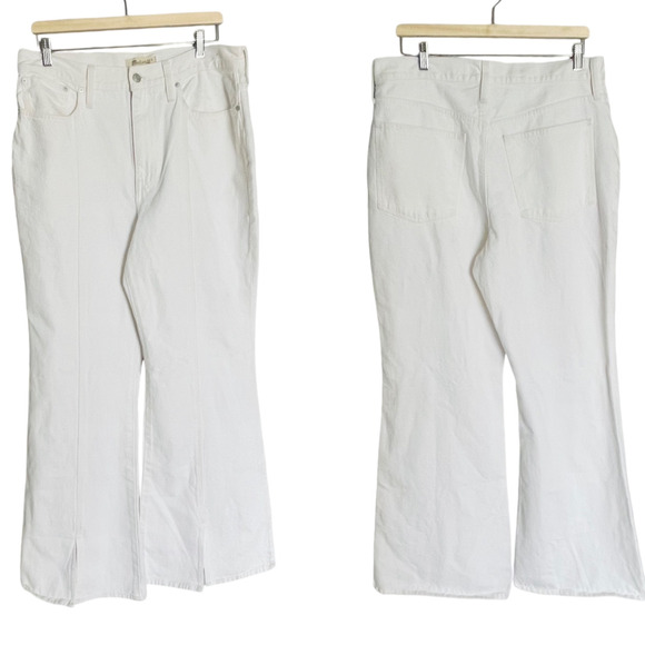 NWT Madewell Baggy Flare Split Hem Jeans Tile White Denim Size 31 - Picture 2 of 8